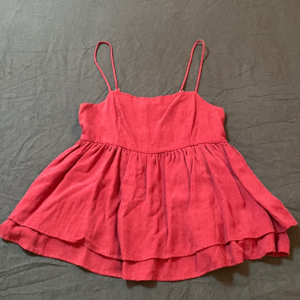 Wine Maroon Peplum Large Tank Top